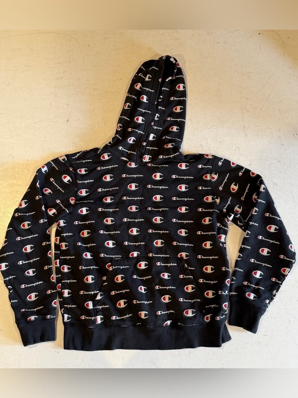 Champion Yiuth LG Black Allover Logo Hoodie